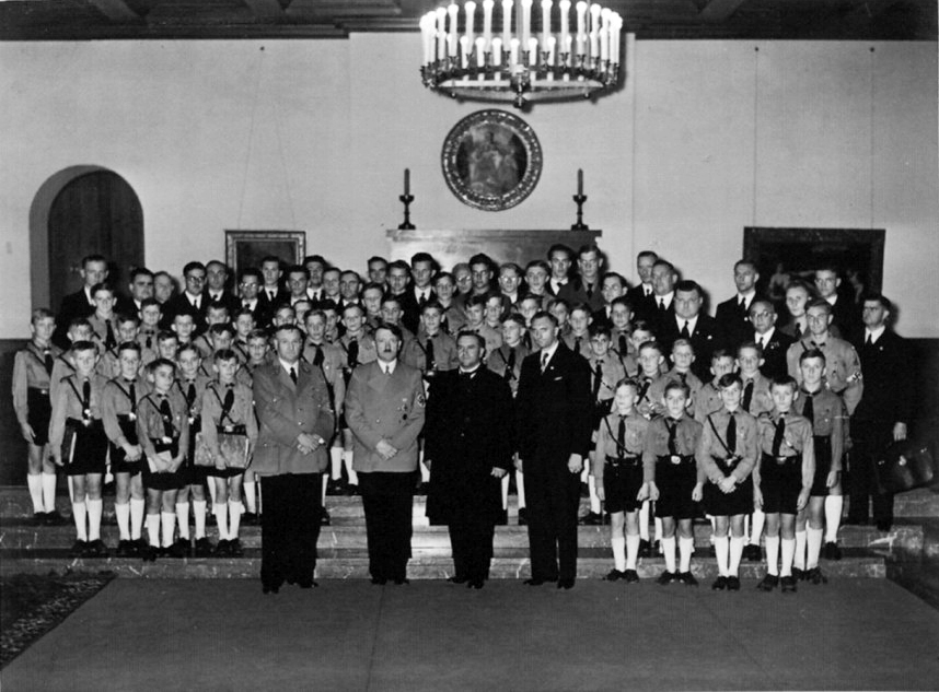 The Regensburger Domspatzen choir pose with Adolf Hitler in the Berghof